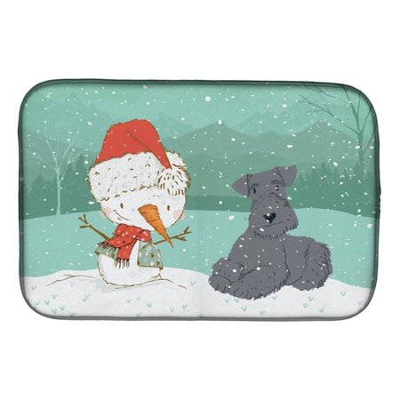 CAROLINES TREASURES Lakeland Terrier Snowman Christmas Dish Drying Mat CK2077DDM